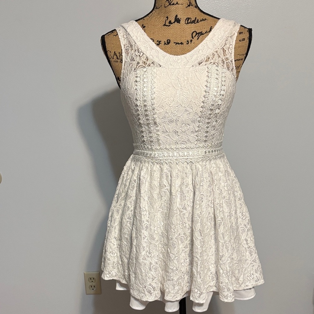 Steppin' Out White Lace Mini Dress
